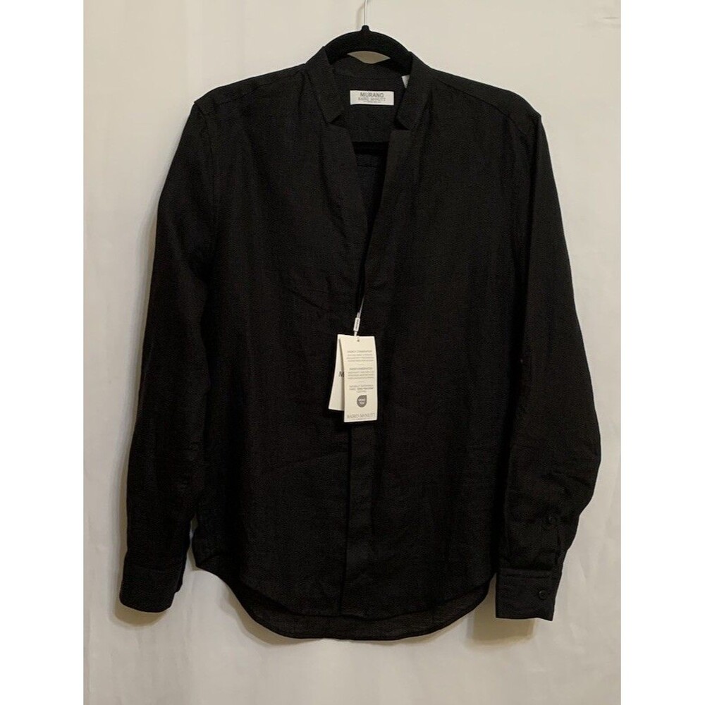 Murano Baird McNutt Mens Size Small Shirt Linen Band Collar Roll Tab Sleeves NWT
